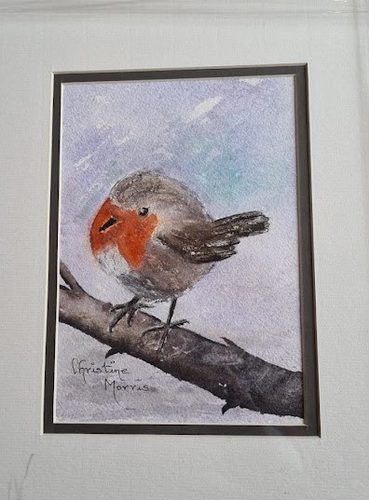 Chris M, Robin, mixed media.
